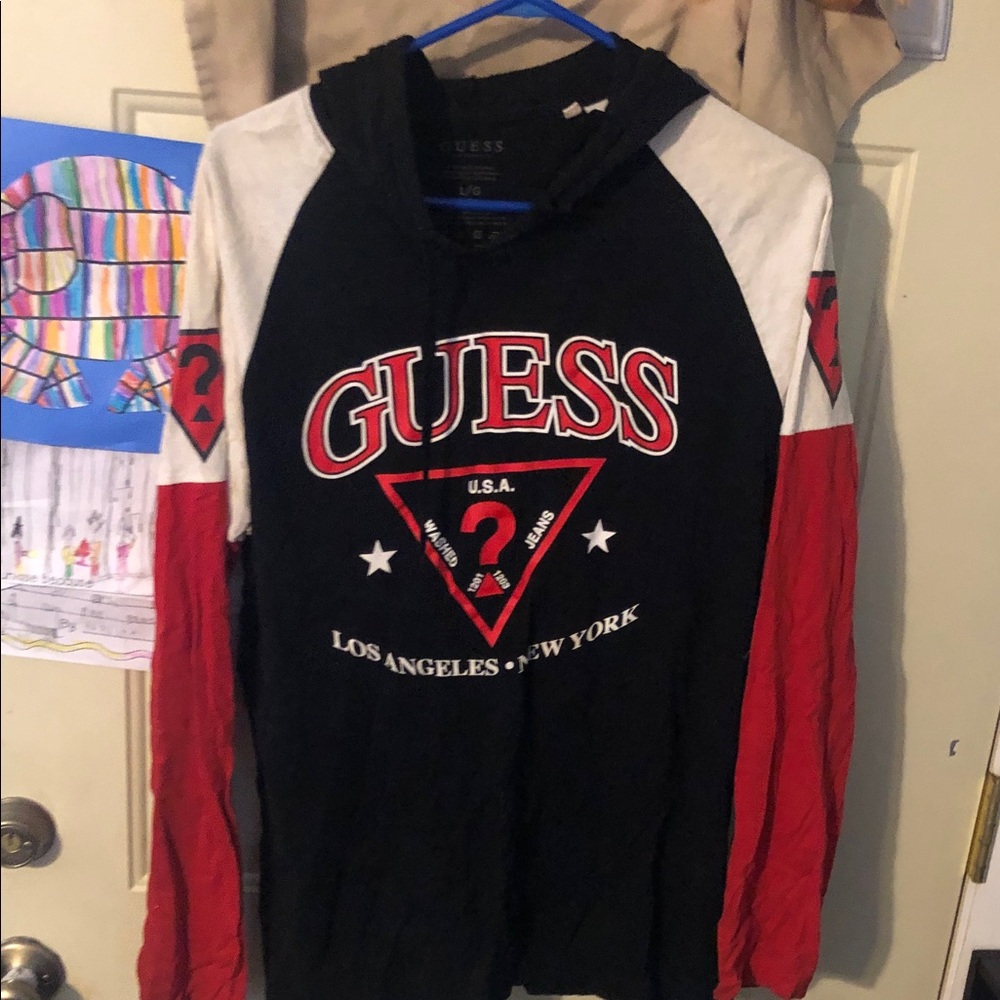 Guess Tri-Color Logo Hoodie